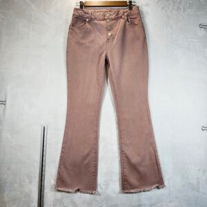 Cat Jack Girls Flare Jeans Pink Button Fly Distressed Size 16